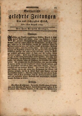 Gothaische gelehrte Zeitungen Samstag 1. August 1789