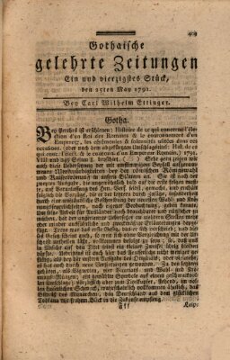 Gothaische gelehrte Zeitungen Mittwoch 25. Mai 1791