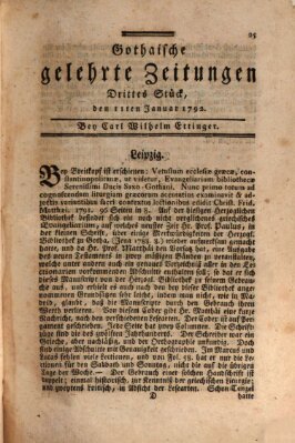 Gothaische gelehrte Zeitungen Mittwoch 11. Januar 1792
