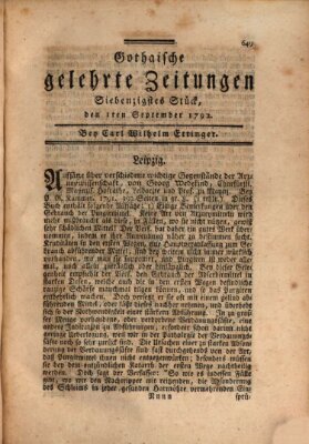 Gothaische gelehrte Zeitungen Samstag 1. September 1792