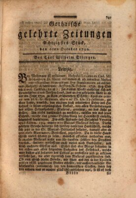 Gothaische gelehrte Zeitungen Samstag 6. Oktober 1792
