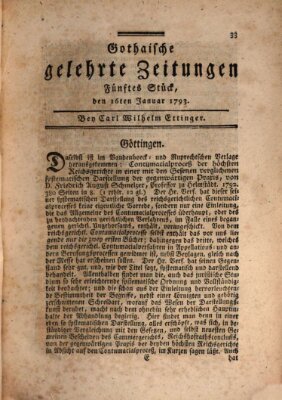 Gothaische gelehrte Zeitungen Mittwoch 16. Januar 1793