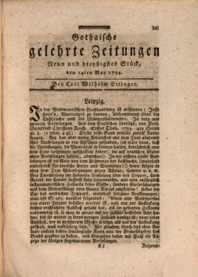 Gothaische gelehrte Zeitungen Mittwoch 14. Mai 1794