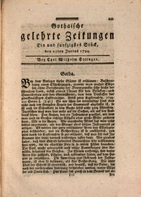 Gothaische gelehrte Zeitungen Mittwoch 25. Juni 1794