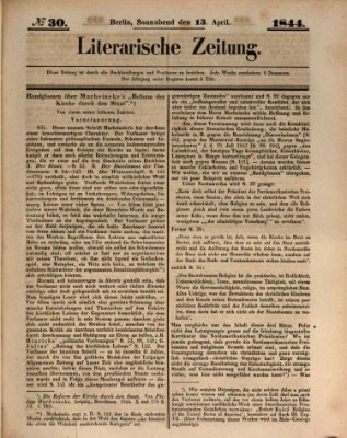 Literarische Zeitung Samstag 13. April 1844