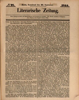 Literarische Zeitung Samstag 28. September 1844