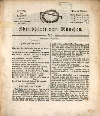 Abendblatt von München Freitag 1. Januar 1830
