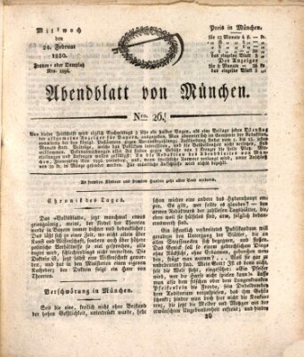 Abendblatt von München Mittwoch 24. Februar 1830