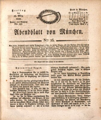 Abendblatt von München Freitag 26. März 1830