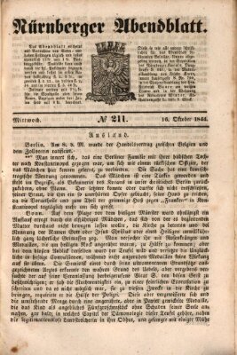 Nürnberger Abendblatt Mittwoch 16. Oktober 1844