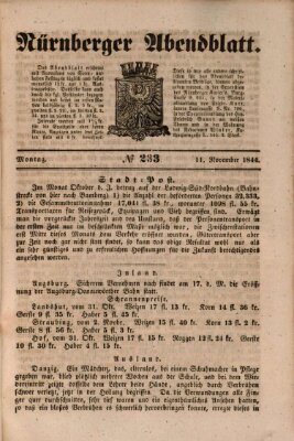 Nürnberger Abendblatt Montag 11. November 1844