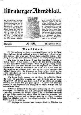 Nürnberger Abendblatt Mittwoch 26. Februar 1845
