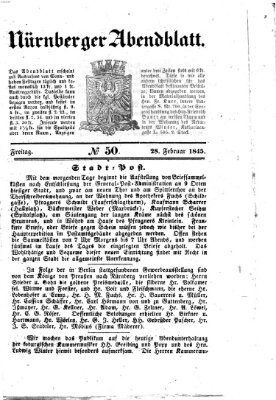 Nürnberger Abendblatt Freitag 28. Februar 1845