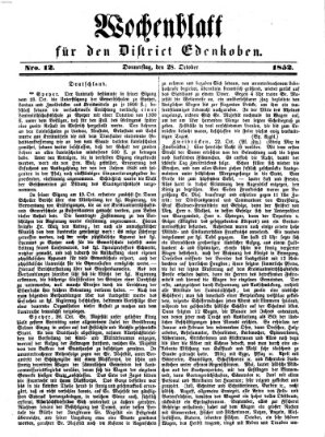 Edenkober Anzeiger Donnerstag 28. Oktober 1852