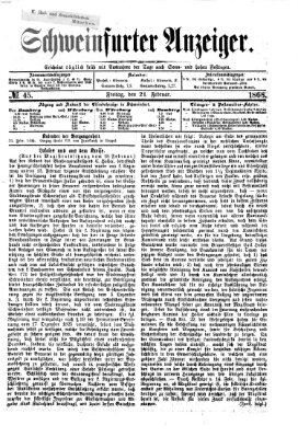 Schweinfurter Anzeiger Freitag 21. Februar 1868