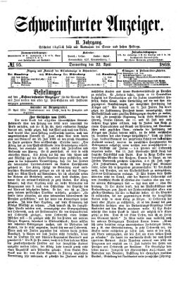 Schweinfurter Anzeiger Donnerstag 22. April 1869