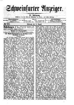 Schweinfurter Anzeiger Mittwoch 3. August 1870