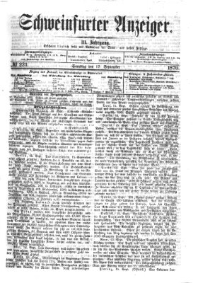 Schweinfurter Anzeiger Samstag 17. September 1870