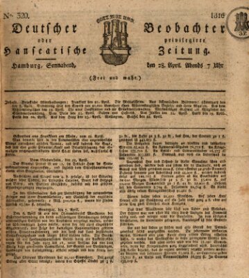 Deutscher Beobachter oder privilegirte hanseatische Zeitung Sonntag 28. April 1816