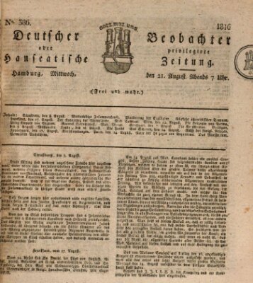 Deutscher Beobachter oder privilegirte hanseatische Zeitung Mittwoch 21. August 1816