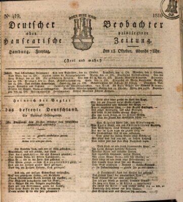 Deutscher Beobachter oder privilegirte hanseatische Zeitung Freitag 18. Oktober 1816