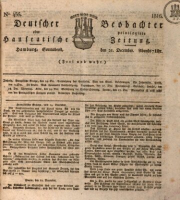 Deutscher Beobachter oder privilegirte hanseatische Zeitung Samstag 21. Dezember 1816