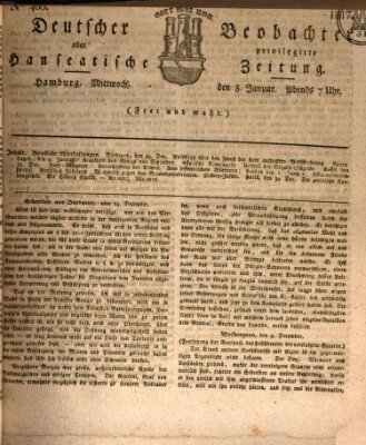 Deutscher Beobachter oder privilegirte hanseatische Zeitung Mittwoch 8. Januar 1817