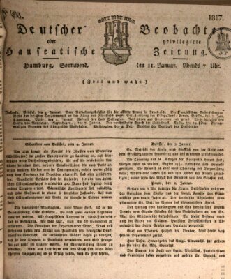 Deutscher Beobachter oder privilegirte hanseatische Zeitung Samstag 11. Januar 1817