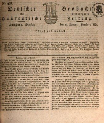 Deutscher Beobachter oder privilegirte hanseatische Zeitung Dienstag 14. Januar 1817