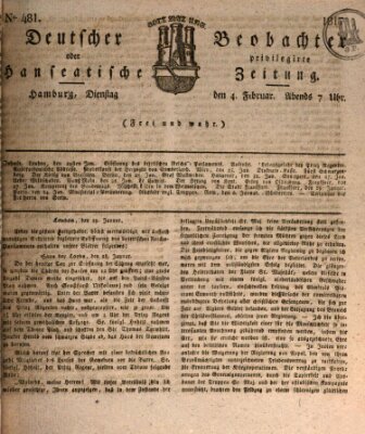 Deutscher Beobachter oder privilegirte hanseatische Zeitung Dienstag 4. Februar 1817