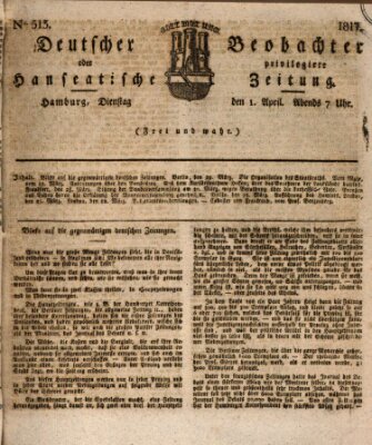 Deutscher Beobachter oder privilegirte hanseatische Zeitung Dienstag 1. April 1817