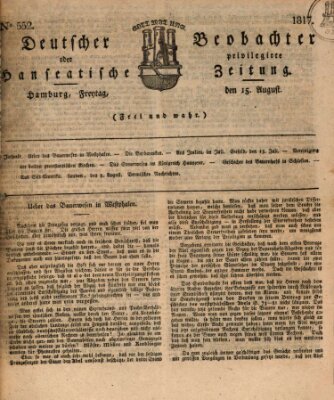 Deutscher Beobachter oder privilegirte hanseatische Zeitung Freitag 15. August 1817