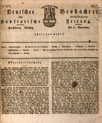 Deutscher Beobachter oder privilegirte hanseatische Zeitung Dienstag 11. November 1817