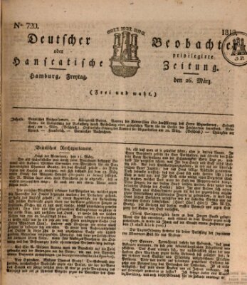 Deutscher Beobachter oder privilegirte hanseatische Zeitung Freitag 26. März 1819