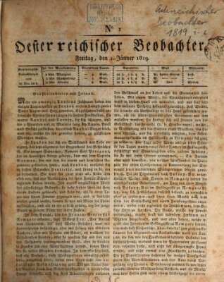 Der Oesterreichische Beobachter Freitag 1. Januar 1819