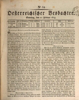 Der Oesterreichische Beobachter Sonntag 21. Februar 1819