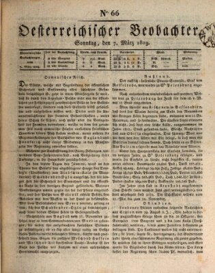 Der Oesterreichische Beobachter Sonntag 7. März 1819