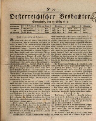 Der Oesterreichische Beobachter Samstag 20. März 1819