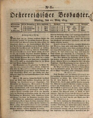 Der Oesterreichische Beobachter Montag 22. März 1819