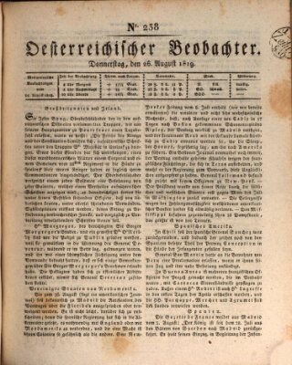 Der Oesterreichische Beobachter Donnerstag 26. August 1819