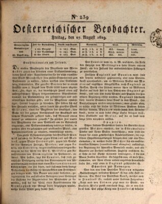 Der Oesterreichische Beobachter Freitag 27. August 1819