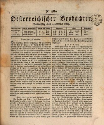 Der Oesterreichische Beobachter Donnerstag 7. Oktober 1819