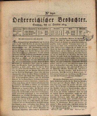 Der Oesterreichische Beobachter Sonntag 17. Oktober 1819