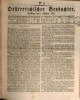 Der Oesterreichische Beobachter Dienstag 4. Januar 1820