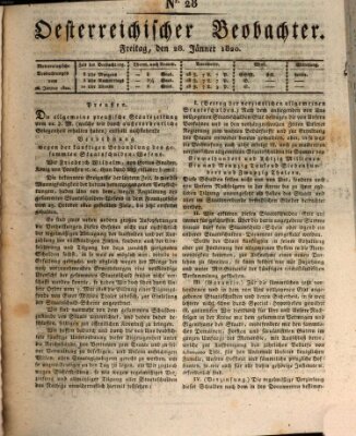 Der Oesterreichische Beobachter Freitag 28. Januar 1820