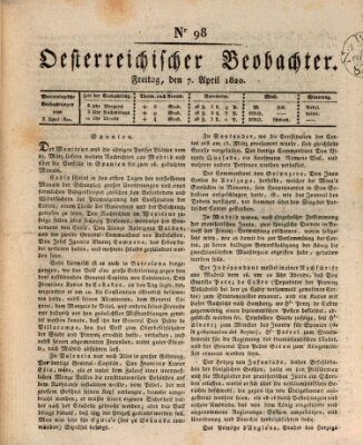 Der Oesterreichische Beobachter Freitag 7. April 1820