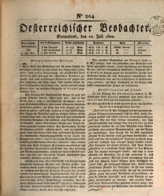 Der Oesterreichische Beobachter Samstag 22. Juli 1820