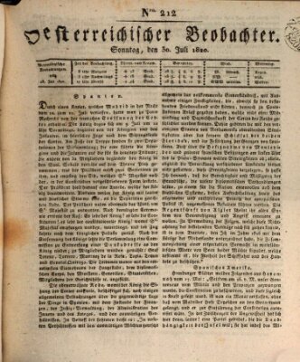 Der Oesterreichische Beobachter Sonntag 30. Juli 1820