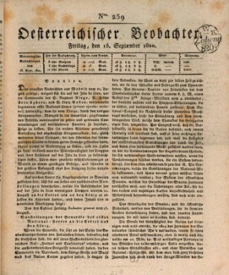 Der Oesterreichische Beobachter Freitag 15. September 1820