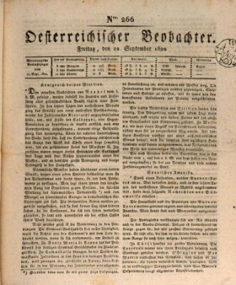 Der Oesterreichische Beobachter Freitag 22. September 1820